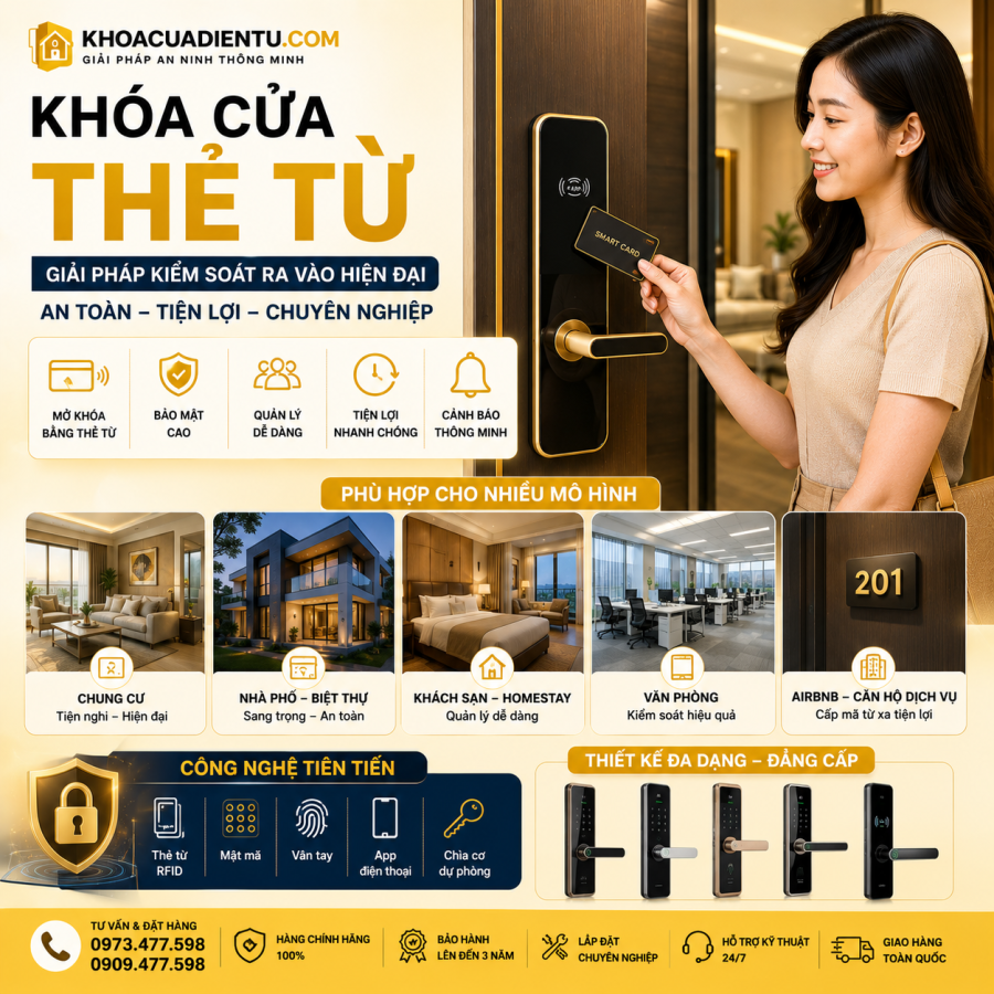 Khóa Cửa Thẻ Từ – Giải Pháp Kiểm Soát Ra Vào Hiện Đại 2026
